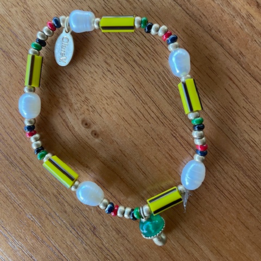 Clare V. Mixed-Bead Stretch Bracelet
